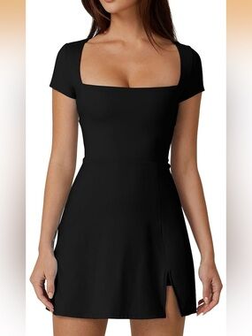 Like New Worn Once Qinsen Square Neck Tennis Dress With Shorts Size Small